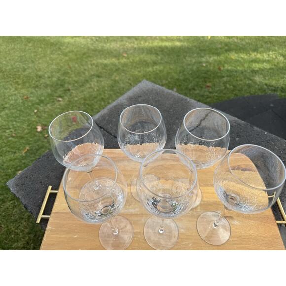 Pier 1 REFLECTIONS Crackle Wine /Water Goblet 9 3/4  Pier 1 Reflections Crackle 9-3/8” Wine Glasses Water Goblet 12oz~set of 6